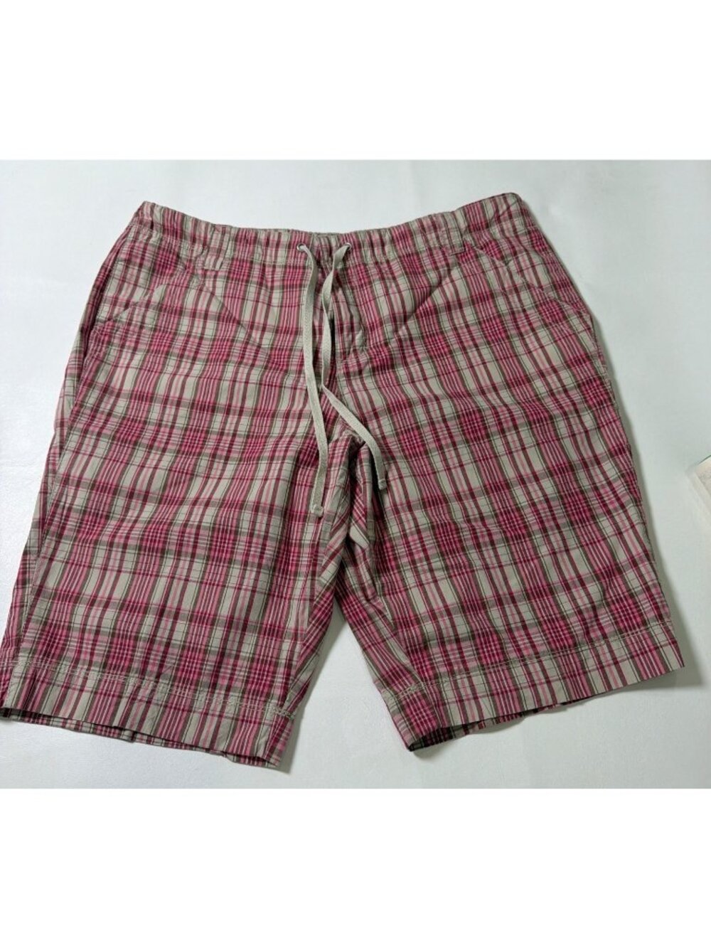 French Cuff Pink Plaid Shorts , Size 12, 100% Cotton Lightweight Casual
